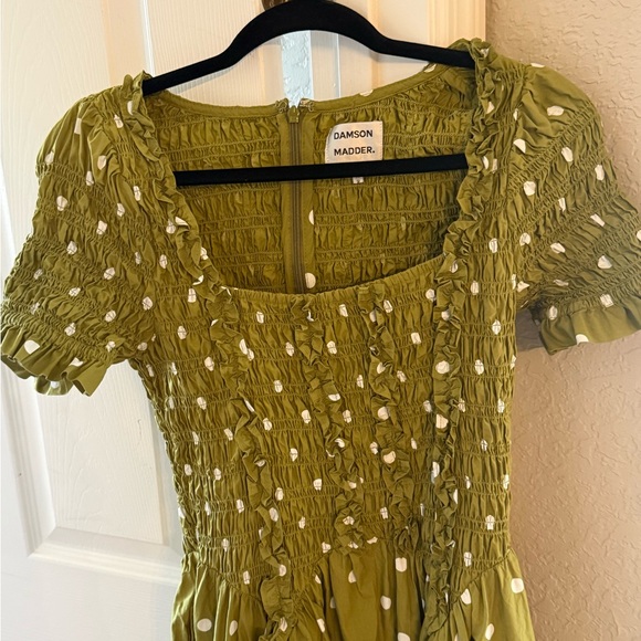 Damson Madder Dresses & Skirts - Damson Madder Green Polka Dot Midi Dress